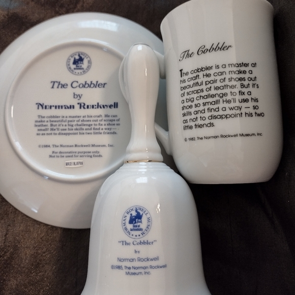 Norman Rockwell Museum Inc., "The Cobbler", Commemorative Bell, Cup & Plate - Picture 5 of 7